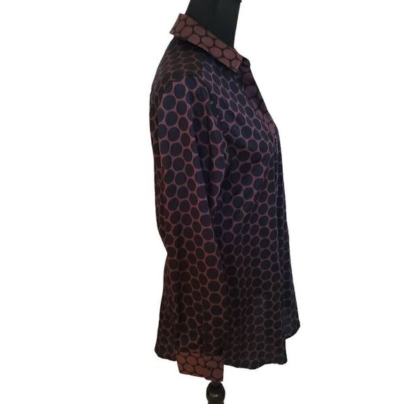 Foxcroft Womens Long Sleeve Polka Dots Button Front Wrinkle Free Blouse  Size 8 - Picture 5 of 10